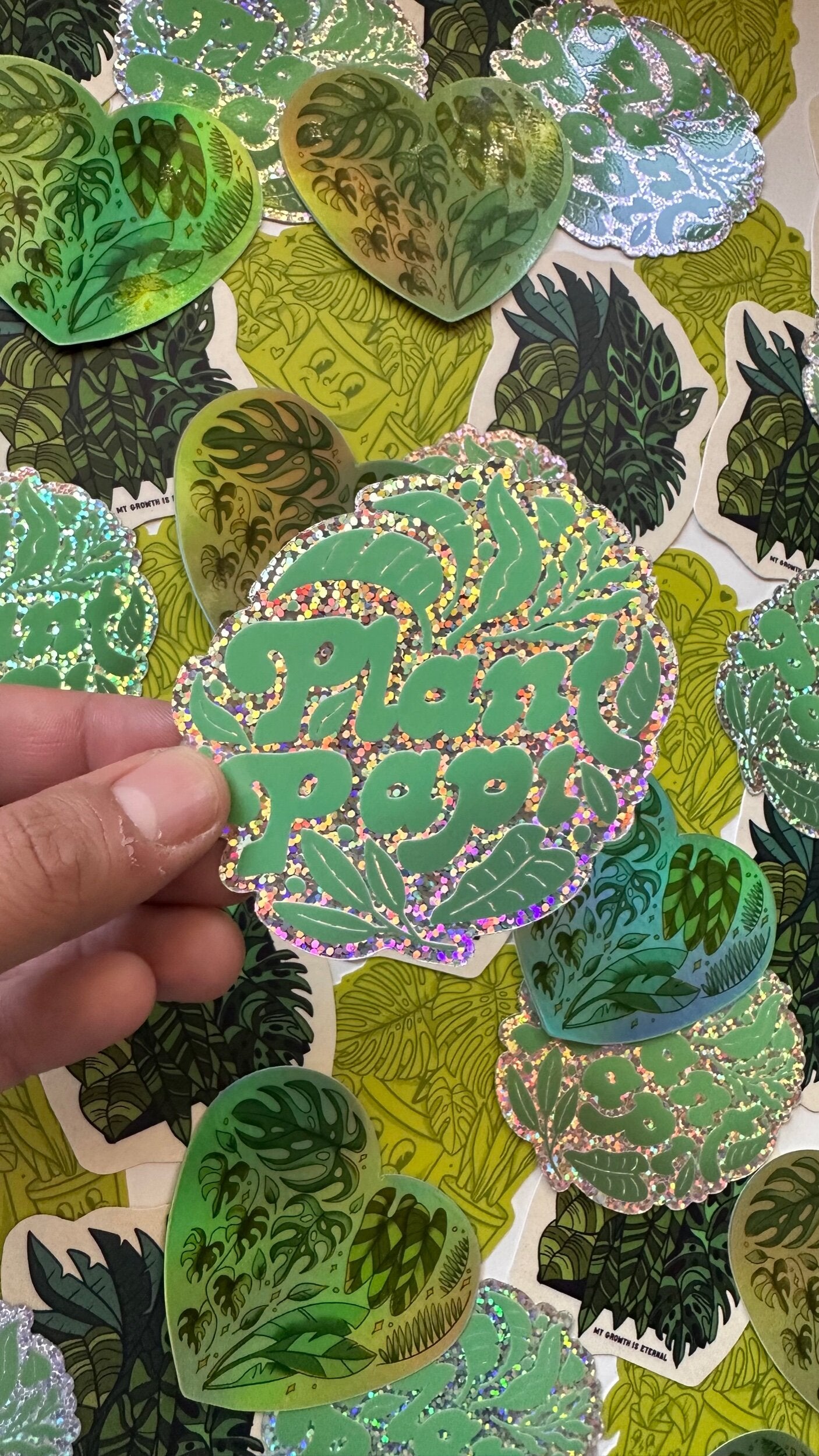 Plant Papi Glitter Sticker