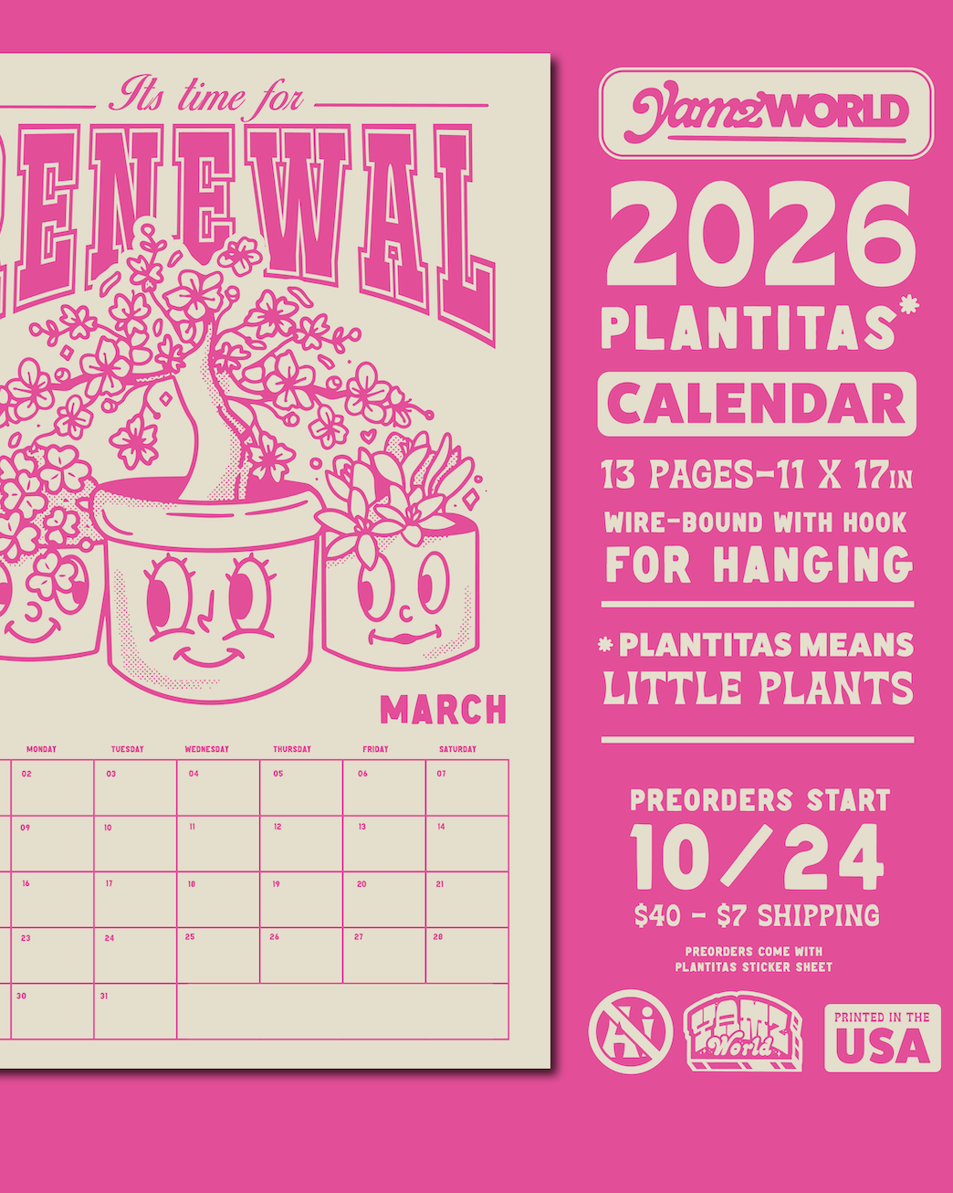 2026 Calendar - A Year of Plantitas