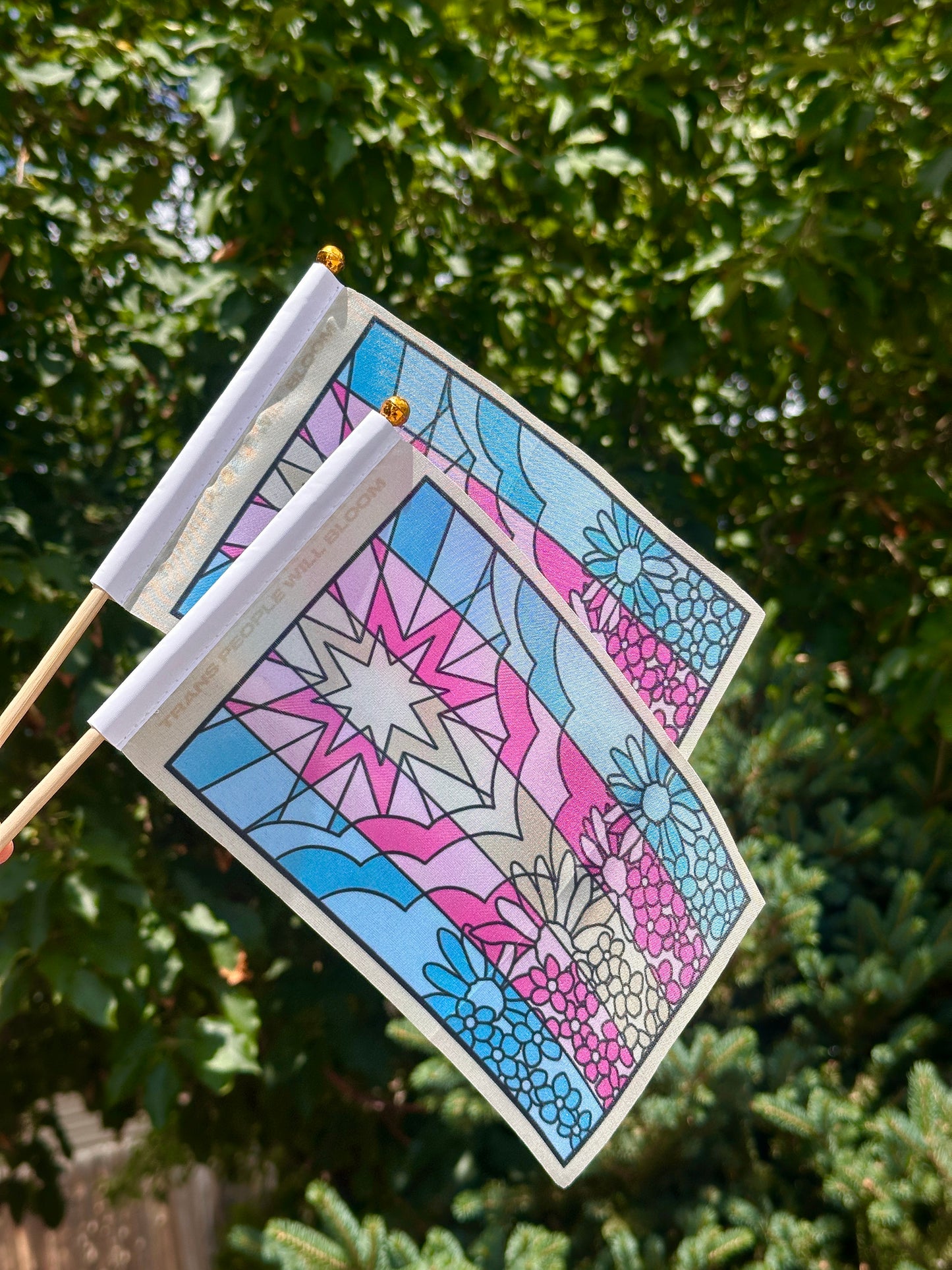 Flower Trans Flag Hand Flag