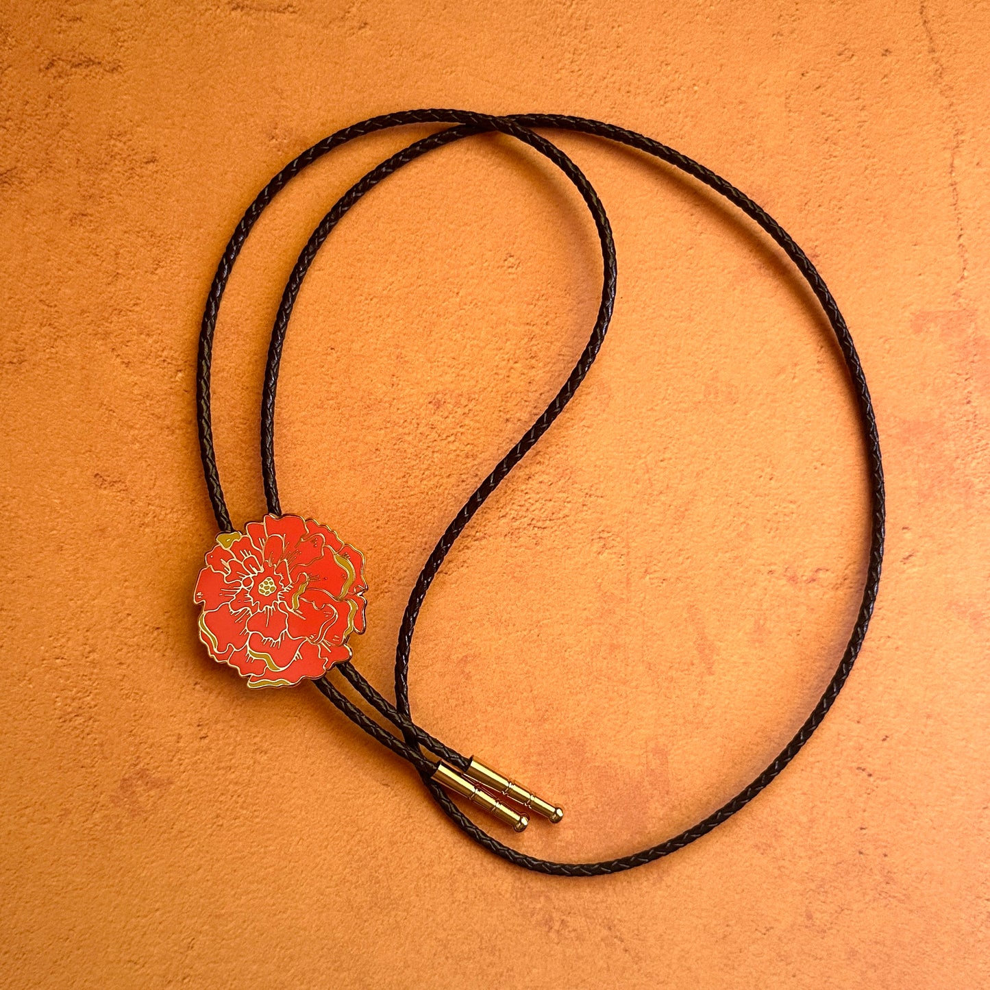 Cempasúchil Bolo Tie - Marygold flower