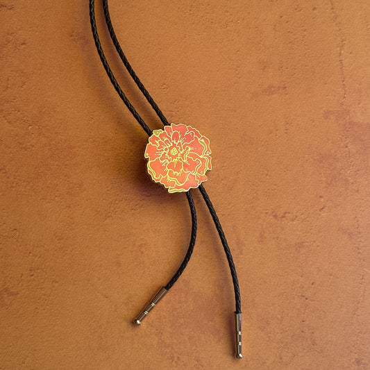 Cempasúchil Bolo Tie - Marygold flower
