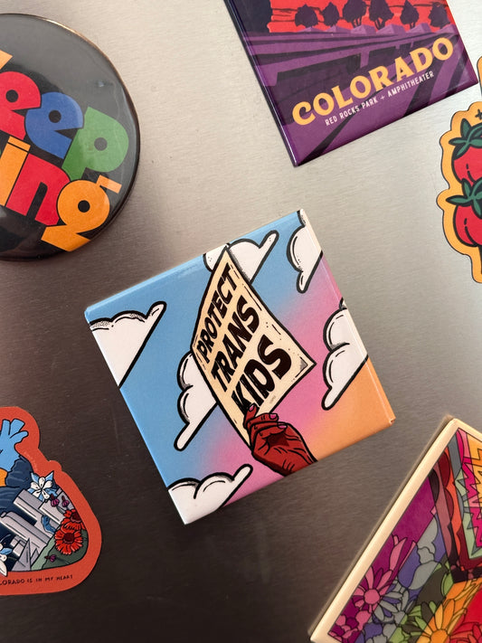 Protect Trans Kids Fridge Magnet