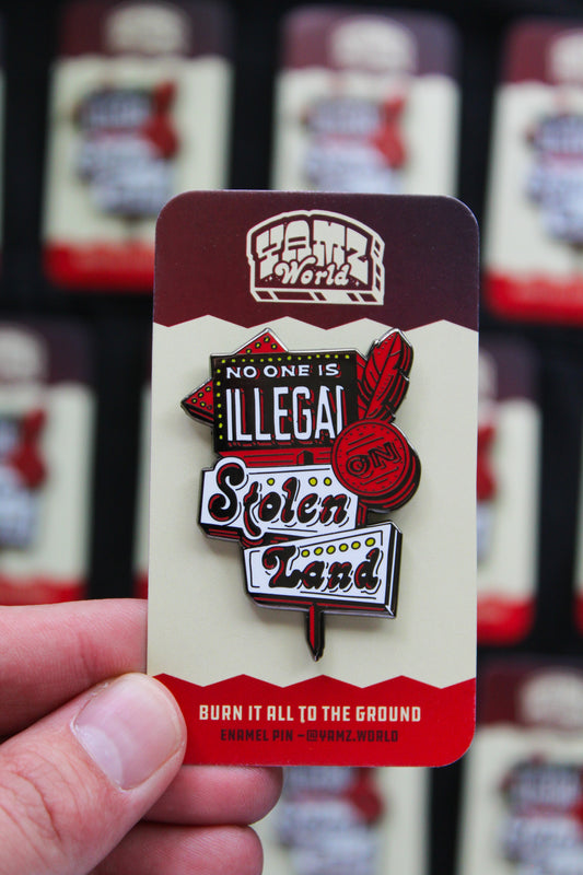 No One is Illegal on Stolen Land Pin