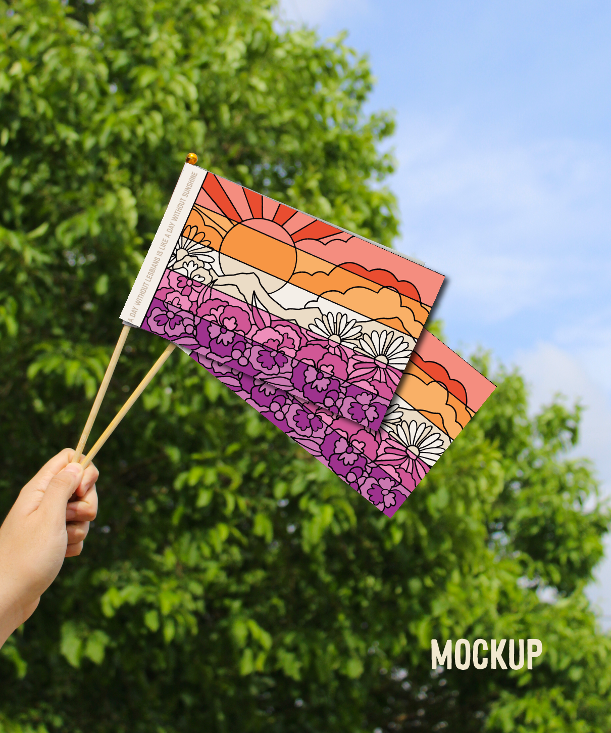 Flower Lesbian Flag Hand Flag